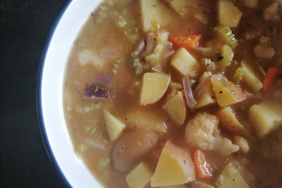 Vegetables and chicken soup