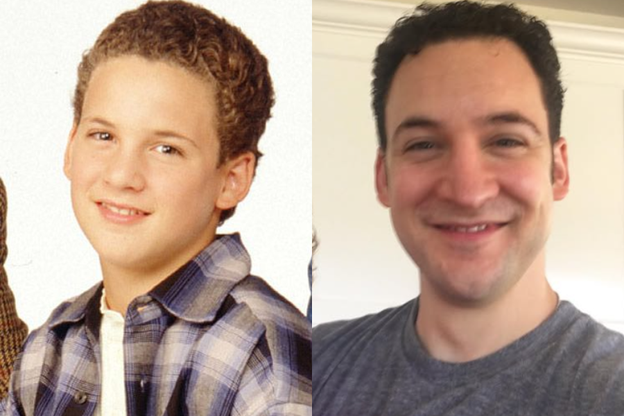 Side-by-side image of a boy and a man. On the left, a smiling young boy with short curly hair wears a blue plaid shirt over a white T-shirt against a plain background. On the right, an adult man with short dark curly hair and a trimmed beard smiles warmly at the camera while wearing a gray T-shirt indoors.