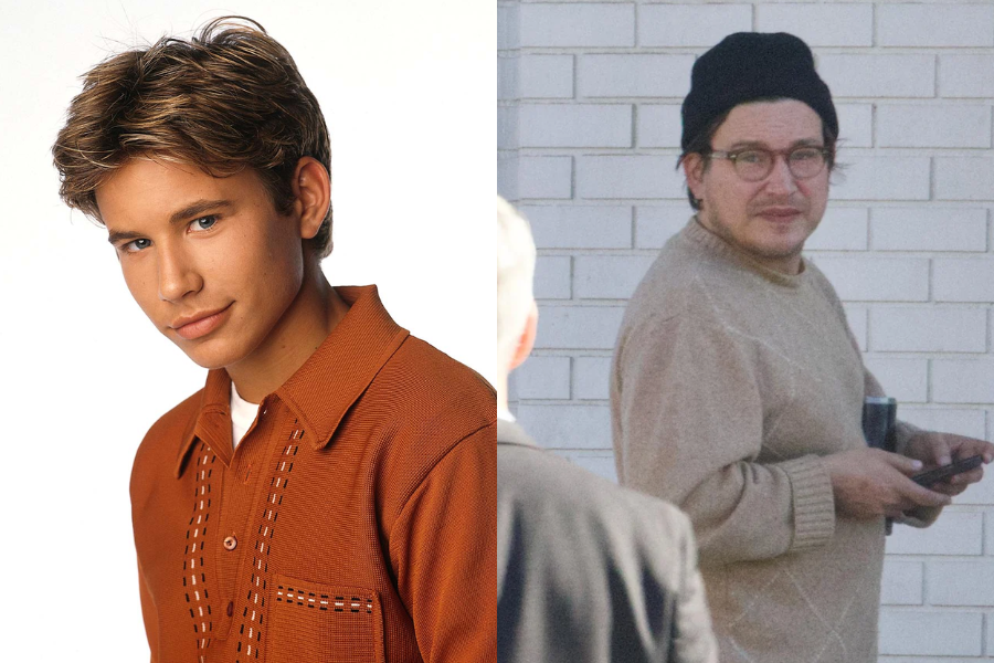 Side-by-side image of a young man and an older man. On the left, a young man with styled brown hair wears a rust-colored shirt with decorative stitching, posing against a plain white background. On the right, an older man wearing glasses, a black beanie, and a beige sweater holds a phone and looks toward the camera while standing outside near a white brick wall.