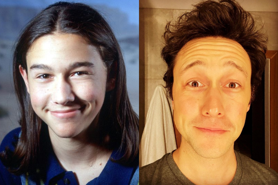 Side-by-side image of a boy and a man. On the left, a young boy with long dark hair smiles softly at the camera, wearing a dark collared shirt against an outdoor backdrop. On the right, an adult man with short, tousled dark hair and a slight smile takes a selfie in a bathroom with a towel hanging in the background.